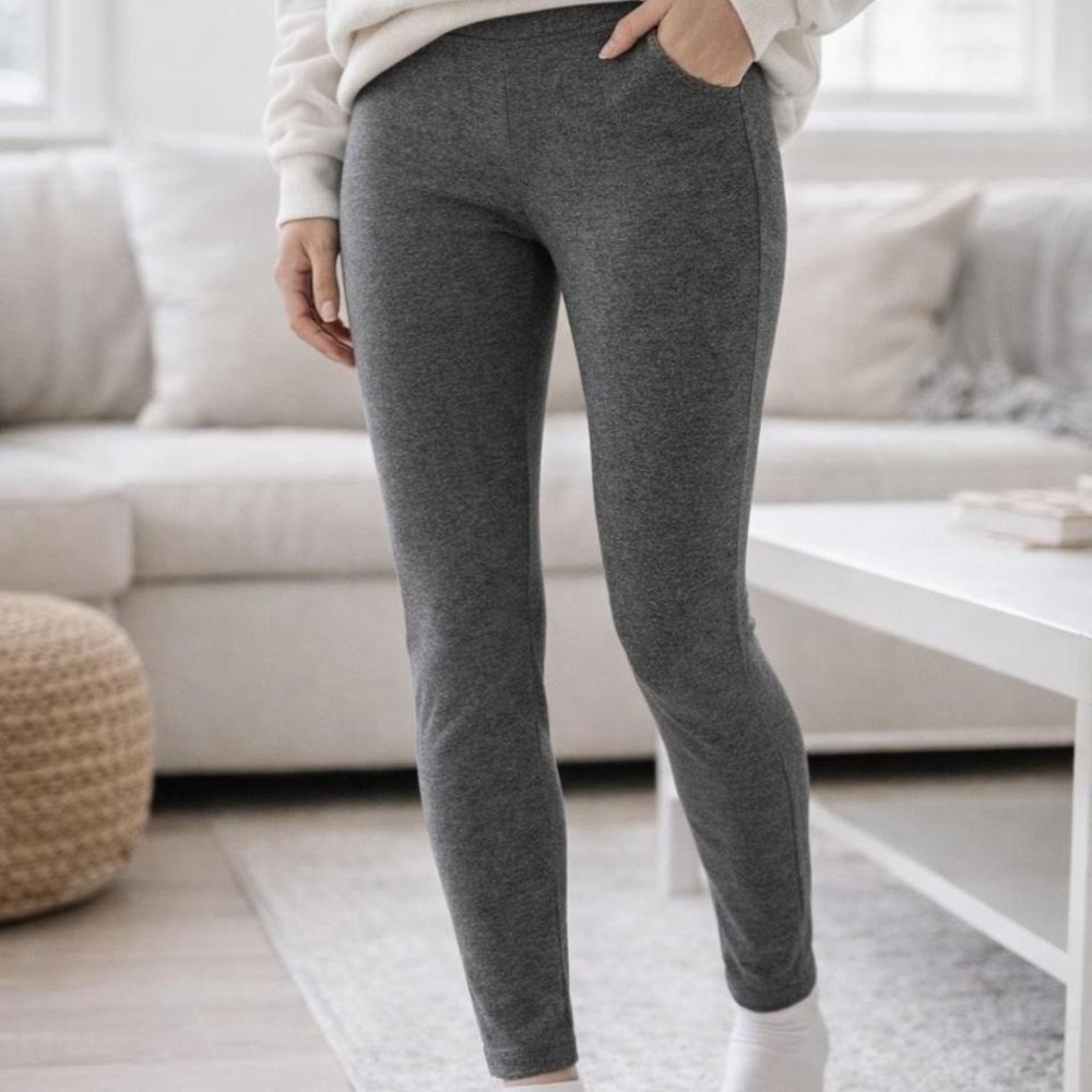 J Jill Gray Leggings L Pima Cotton Stretch Pull On Pants Minimalist Athleisure